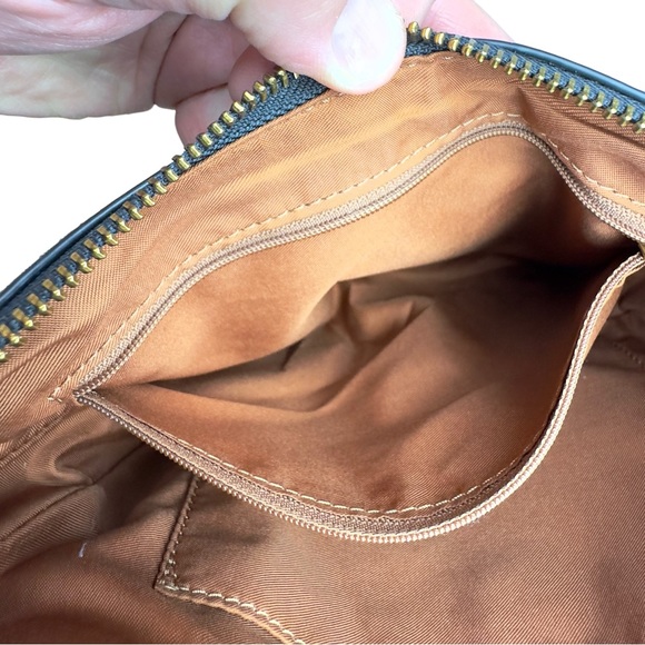 Fossil Crossbody Bag Cecilia Small Top Zip Brown and Gold Chain Design Purse - Picture 7 of 13